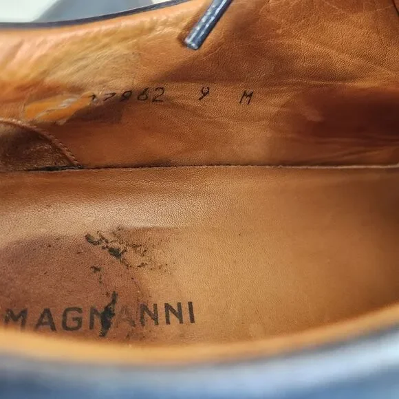 Magnanni Mens Navy Blue Leather Low Top Casual Lace Up Sneakers 9M - Picture 9 of 10